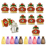 Decorative red and gold kalash haldi kumkum holder pin with green leaves white flowers and emerald center for pooja thali