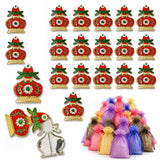 Decorative kalash haldi kumkum holder with red and gold bottle-shaped pins green leaf accents and central emerald stone