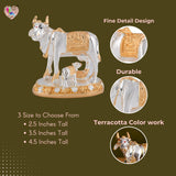 Silver and gold cow and calf figurine for Diwali, Pooja, and auspicious decor