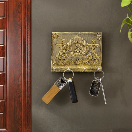 Key Holder for Home Decor Indian Doli Wall Decor Hand Crafted Wall Hooks for Hanging Stylish Showpiece Key Stand Office Room Decor Housewarming Gift 4 Hooks (pack of 1) - LoveNspire