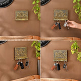 Handcrafted Indian doli brass key holder with embossed figures, 4 hooks