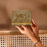 Handcrafted Indian doli brass key holder with wedding scene embossment