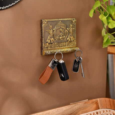Key Holder for Home Decor Indian Doli Wall Decor Hand Crafted Wall Hooks for Hanging Stylish Showpiece Key Stand Office Room Decor Housewarming Gift 4 Hooks (pack of 1) - LoveNspire