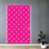 Vibrant pink kolam rangoli backdrop with white geometric patterns and 5 ft artificial marigold and jasmine garlands for festive decor