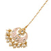 Kundan chand tikka gold plated crescent shaped jhumka with pink enamel stones pearls traditional head accessory