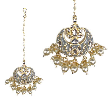 Kundan Chand Tikka with Gold Plating Indian Traditional Maang Tikka Pakistani, Indian Forehead Fashion Jewelry Matha Patti Designer Head Accessory Indian Wedding Gift for Her - LoveNspire