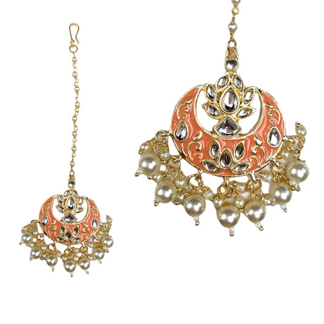 Kundan Chand Tikka with Gold Plating Indian Traditional Maang Tikka Pakistani, Indian Forehead Fashion Jewelry Matha Patti Designer Head Accessory Indian Wedding Gift for Her - LoveNspire