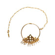 Kundan crystal nose ring with gold plating pearl hair chain