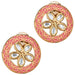 Indian Kundan stud earrings for women pink and gold circular floral design with clear stones and pearl tassel detail