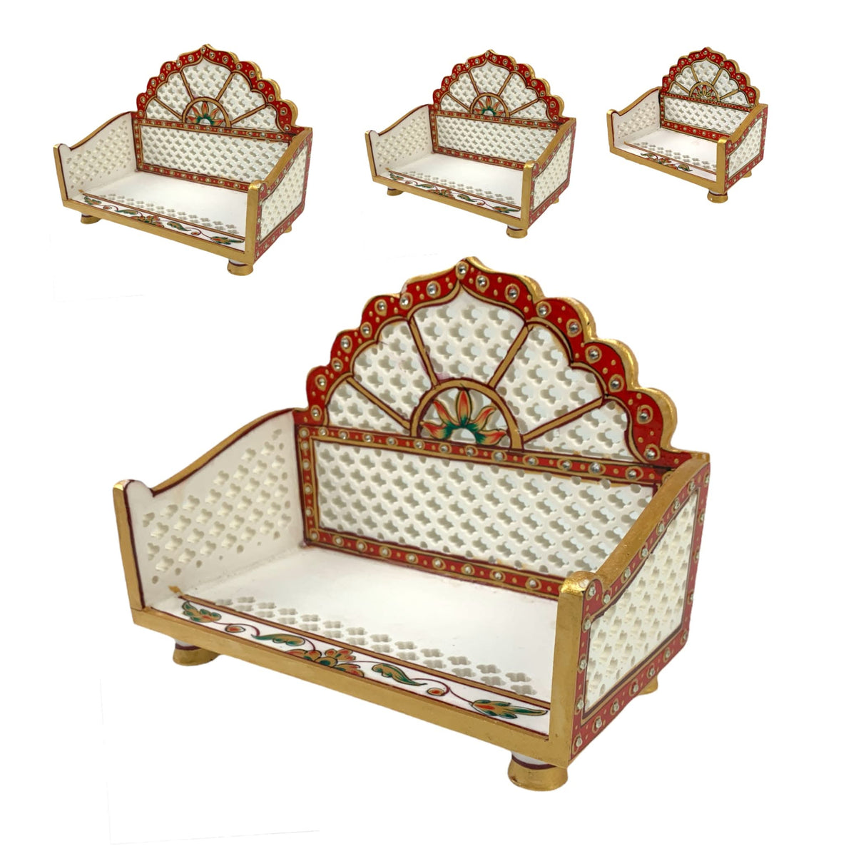 Acrylic Laddu Gopal Sinhasan for Pooja Mandir Kanha Ji Singhasan Krishna Aasan for All God Janamashtami Favor Meenakari Singhasan for Pooja Housewarming Gift - LoveNspire