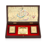 Large gold plated radha krishna photo frame with charan