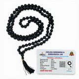 Black lava stone mala necklace with 8mm beads gold-toned clasp and black tassel for meditation and spiritual use