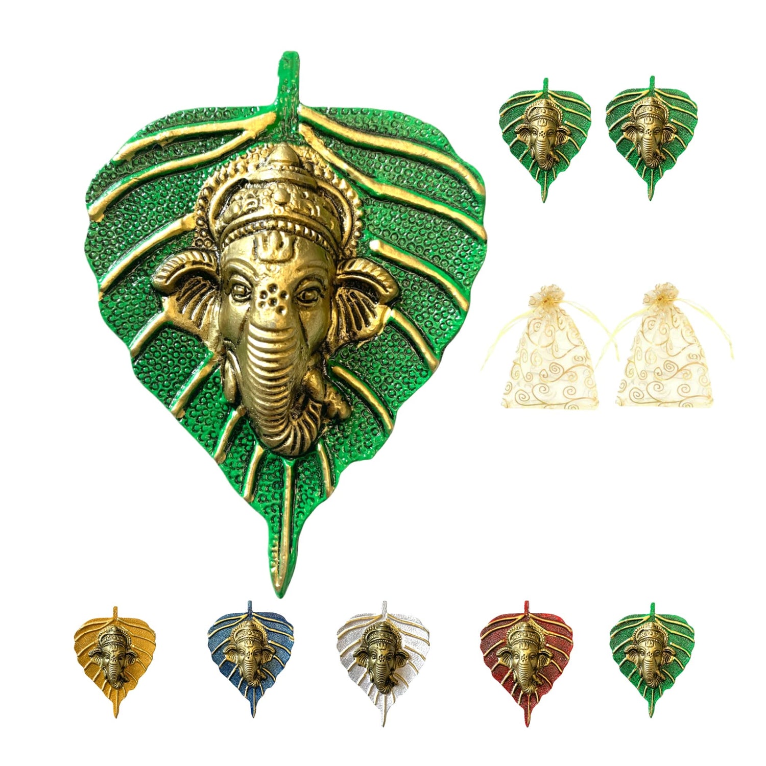 Leaf Ganesha Return Gift, Diwali Navrathri Decoration, Ganesh Wall Decor,housewarming Gift,indian Wedding, Pooja Puja Favor, Idol Statues, Feng Shui - LoveNspire