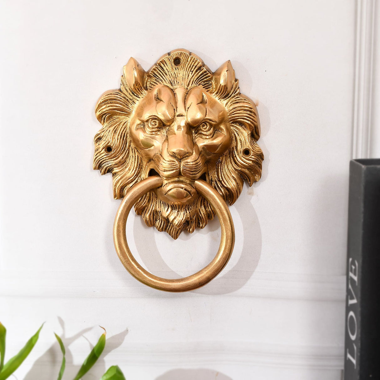 Lion head brass door knocker authentic vintage unique front