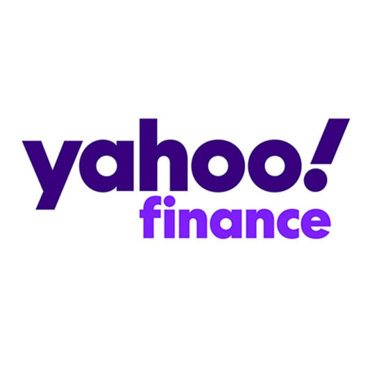 Logo of Yahoo Finance in purple text on a white background.