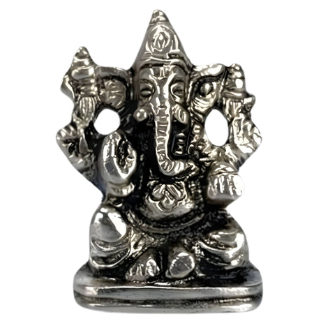 Silver Ganesha metal car dashboard idol figurine with elephant head