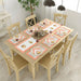 Set of six coral-bordered cotton placemats with embroidered autumn leaf designs for dining table decoration