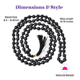 Black round natural bead mala with black tassel and gold metal clasp for yoga meditation and healing by LOVENSPIRE
