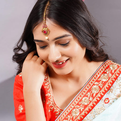 Antique Style Maang Tikka Gold Plated Maang Tika Indian Women Forehead Jewelry Pakistani Wedding Favor Traditional Matha Patti Designer Head Accessory Gift for Her - LoveNspire