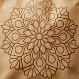 A brown paper napkin with a dark-brown mandala print for ecofriendly reusable Indian wedding party favor bags