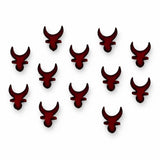 Set of twelve glossy deep red bull shaped acrylic charms for indian marathi bindi booklets collection traditional use