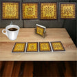 Set of 4 acrylic plastic tea coasters with 1 holder