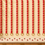 Set of 5 marigold strings with red paper pom-poms and gold ghungroo rings for diwali and wedding decoration
