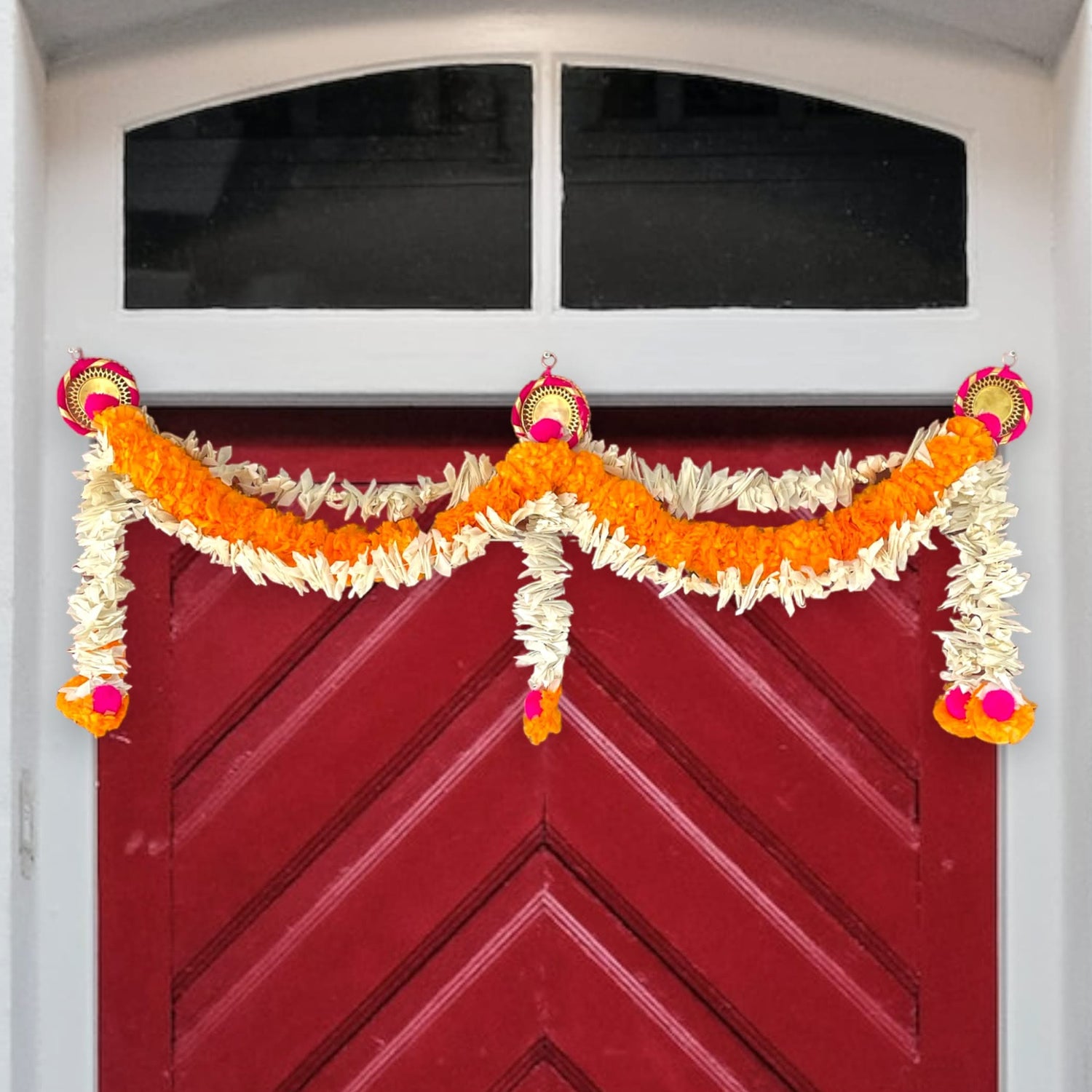 Marigold Jasmine Door Toran Hanging Valance Festival Marigold Garland Window Indoor Outdoor Decor Bandarwal Pooja Decor Wedding Favor Diwali Decor - LoveNspire