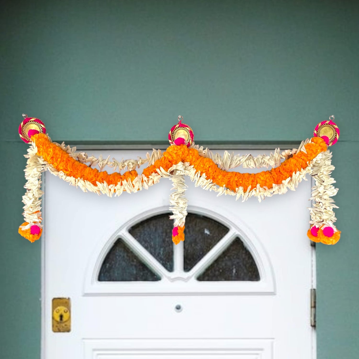 Marigold Jasmine Door Toran Hanging Valance Festival Marigold Garland Window Indoor Outdoor Decor Bandarwal Pooja Decor Wedding Favor Diwali Decor - LoveNspire