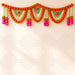 Artificial marigold jasmine garland toran with vibrant orange pink green flowers and white pearl accents for Indian festival decor