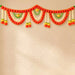 Artificial marigold jasmine garland toran with vibrant red green yellow flowers and intricate beadwork for festival decor