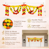 44-inch marigold mango leaf plastic toran garland for Diwali Puja decor