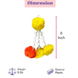 Bulk marigold tuberose tassels plastic hanging garland with white, yellow, and orange pom-poms for Diwali and Eid decor