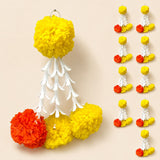Bulk marigold tuberose tassels vibrant yellow and orange paper pom-pom with white layered petal accents for festive decor