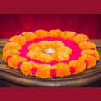 Rangoli Mat Diwali Decor Round Tea Light Holders Artificial Marigold Flowers Pompom Decorative Home Pooja Temple Decor Housewarming Return Gift Day of the Dead Dia De Los Muertos Ofrenda - LoveNspire