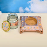 Ornate glass jar and decorative box for dry fruits and sweets in elegant design
