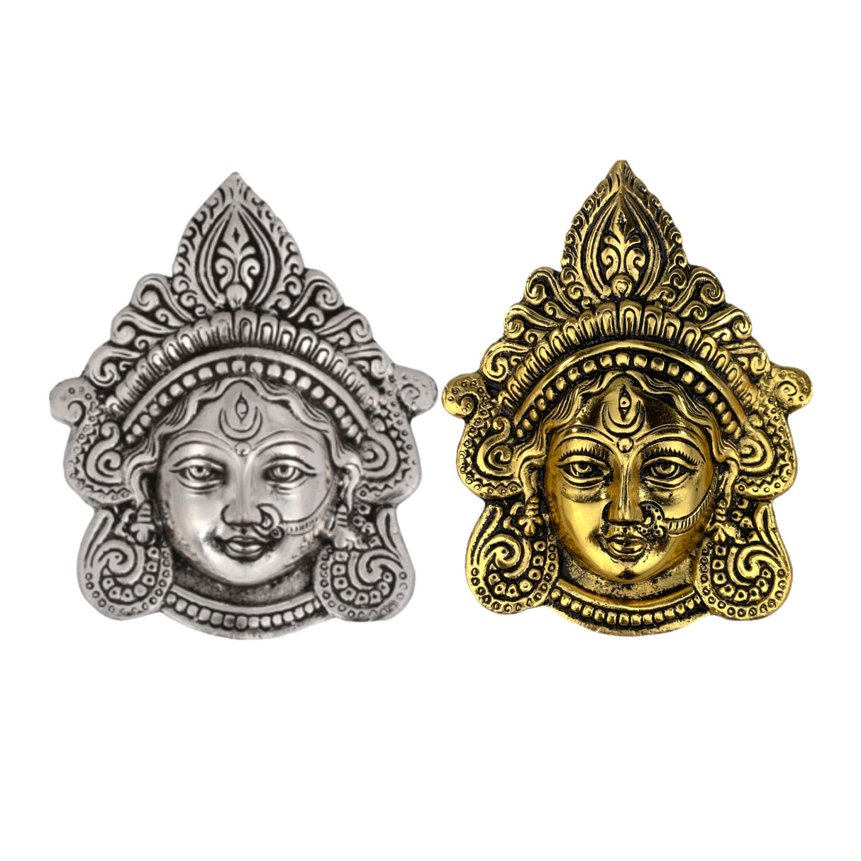 Metal durga face wall hanging devi decor mata ji idol