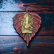 2 Pcs Metal Leaf Ganesha Diwali Decor Wall Hanging for Home and Office Housewarming Return Gift Pooja Favor Ganesha Decorative Wall Hanging Showpiece - LoveNspire