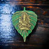 2 Pcs Metal Leaf Ganesha Diwali Decor Wall Hanging for Home and Office Housewarming Return Gift Pooja Favor Ganesha Decorative Wall Hanging Showpiece - LoveNspire