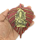 2 Pcs Metal Leaf Ganesha Diwali Decor Wall Hanging for Home and Office Housewarming Return Gift Pooja Favor Ganesha Decorative Wall Hanging Showpiece - LoveNspire