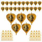 Golden metallic leaf ganesha wall hanging decor featuring detailed ganesha faces for home living room and office use