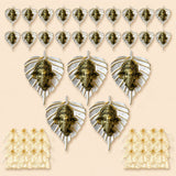 Bronze-colored ganesha head ornaments mounted on silver metal leaf backings for home decor and festive gifts