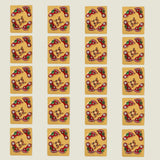 Metallic lakshmi charan paduka red and green enamel pins with gold accents on yellow cards for diwali decoration