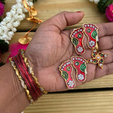 Metallic laxmi feet pairs (2) with swastik (1) diwali decor