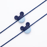 Navy and light blue silicone mickey mouse charm beads on dark blue cord mickey mouse rakhi for brother set of 2