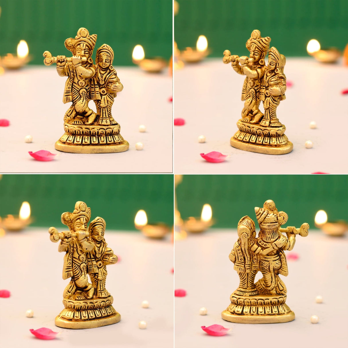 Brass radha krishna statue hindu god religious small lord