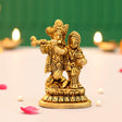 Brass radha krishna statue hindu god religious small lord