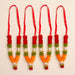 Set of 4 mini idol malas 4.5 inches with red orange green floral garlands pearl accents and gold beads for pooja use