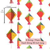 Colorful paper kites with star patterns measuring 2.5 by 2 inches in a decorative hanging set for makar sankranti decor