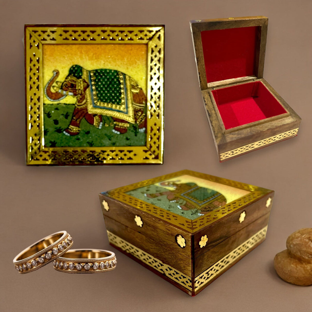 Wooden jewelry box small handcarved decorative jewellery